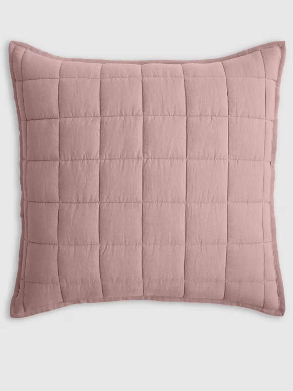 new European Linen Box Quilted Euro Sham dusty mauve